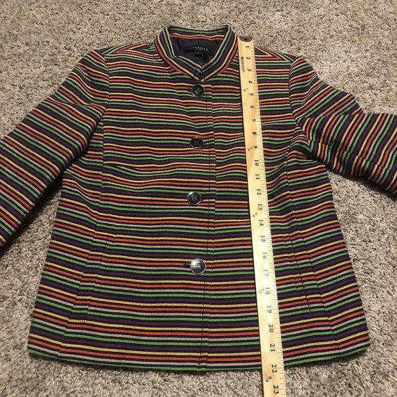 Talbots Womens Rainbow Colorful Striped Mandarin Collar Blazer Jacket Size 2P - Picture 5 of 11